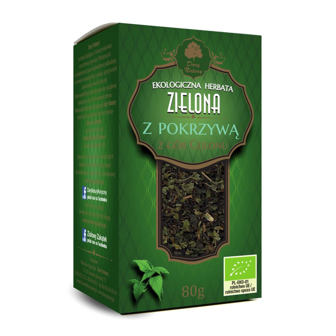 Herbatka zielona z pokrzywą Dary Natury 80g EKO Producenci Biozdrowy