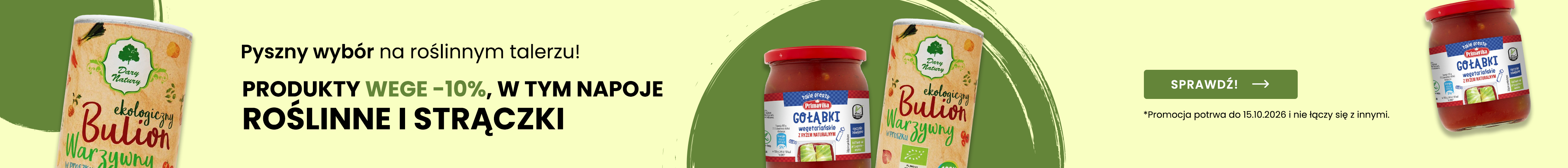 Wszystkie produkty wege w tym napoje roślinne i strączki - 10% taniej!