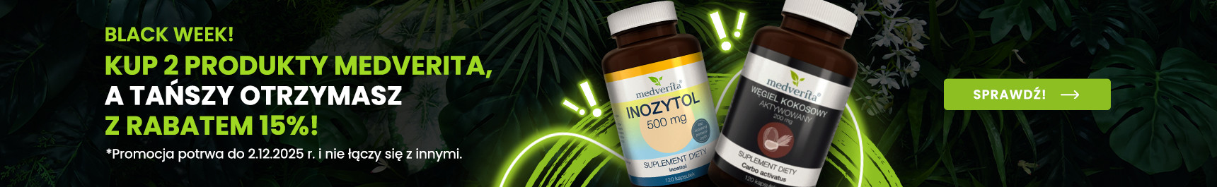 Przy zakupie dwóch produktów marki Medverita, najtańszy z nich 15% taniej
