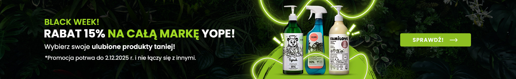 Produkty marki Yope 15% taniej!