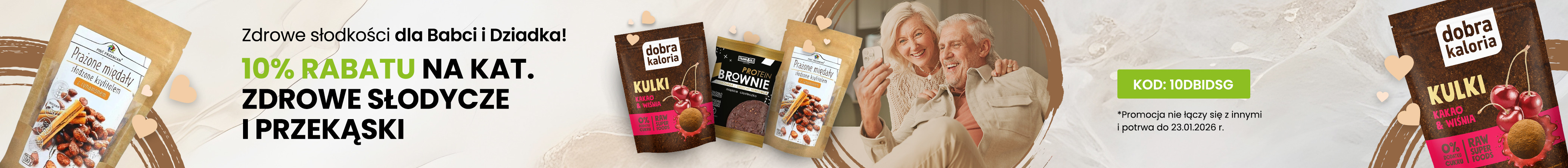 Zdrowe przekąski i słodycze - taniej z kodem 10DBIDSG