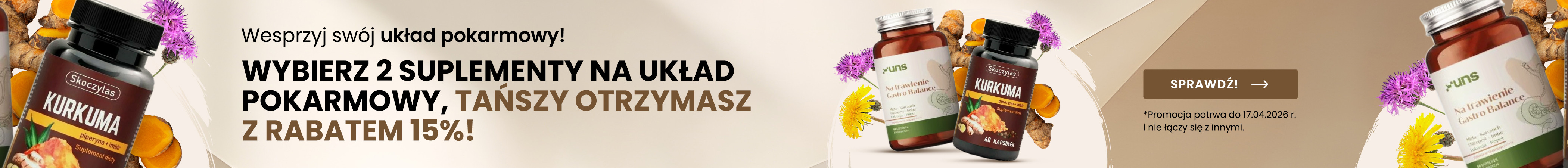 Suplementy na układ pokarmowy - kup 2, tańszy 15% taniej