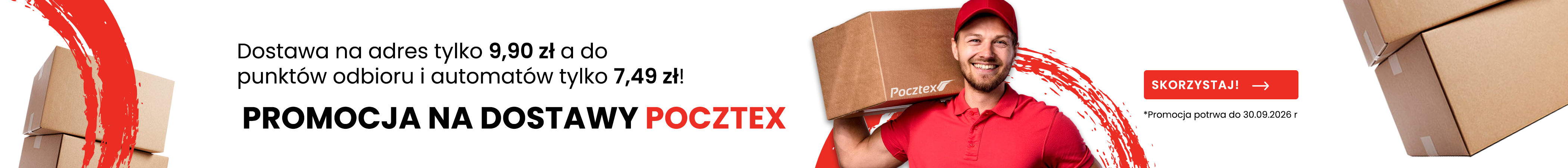 Promocja na dostawy Pocztex! Darmowa dostawa od 150zł metodami Pocztex Punkt oraz Pocztex Automat do końca września!