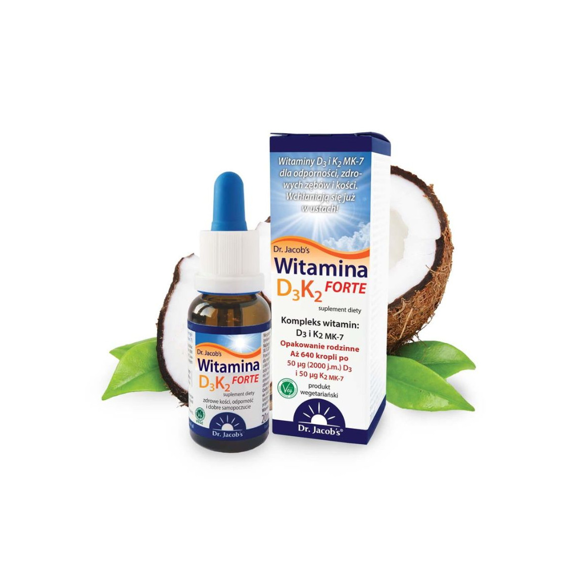 Vitamines D3 + K2 FORTE En Gouttes - Dr. Jacob's - Flacon 20 Ml - Neuf - Complément Alimentaire Quotidien