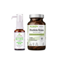 Zestaw: Rhodiola rosea 420 mg + witamina D3 w BIO oleju konopnym