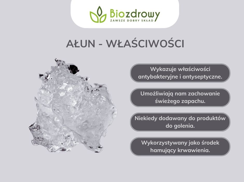 Ałun - właściwości - infografika