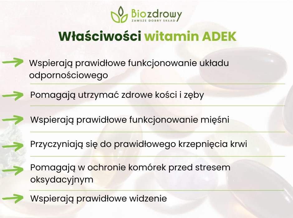 Właściwości witamina ADEK - infografika