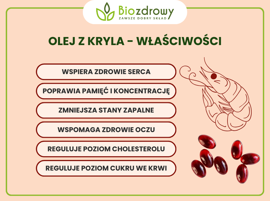 Olej z kryla właściwości - infografika