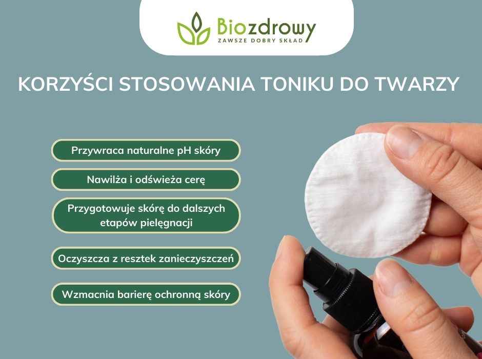 Korzyści stosowania toniku do twarzy - infografika