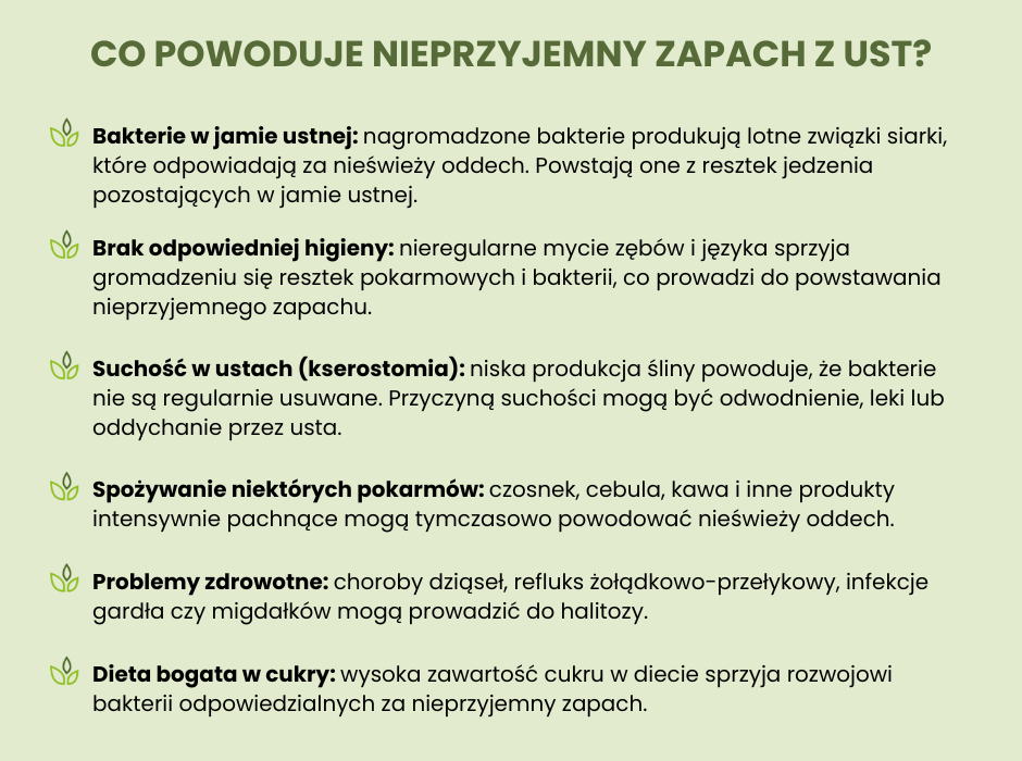 Co powoduje nieprzyjemny zapach z ust? - infografika