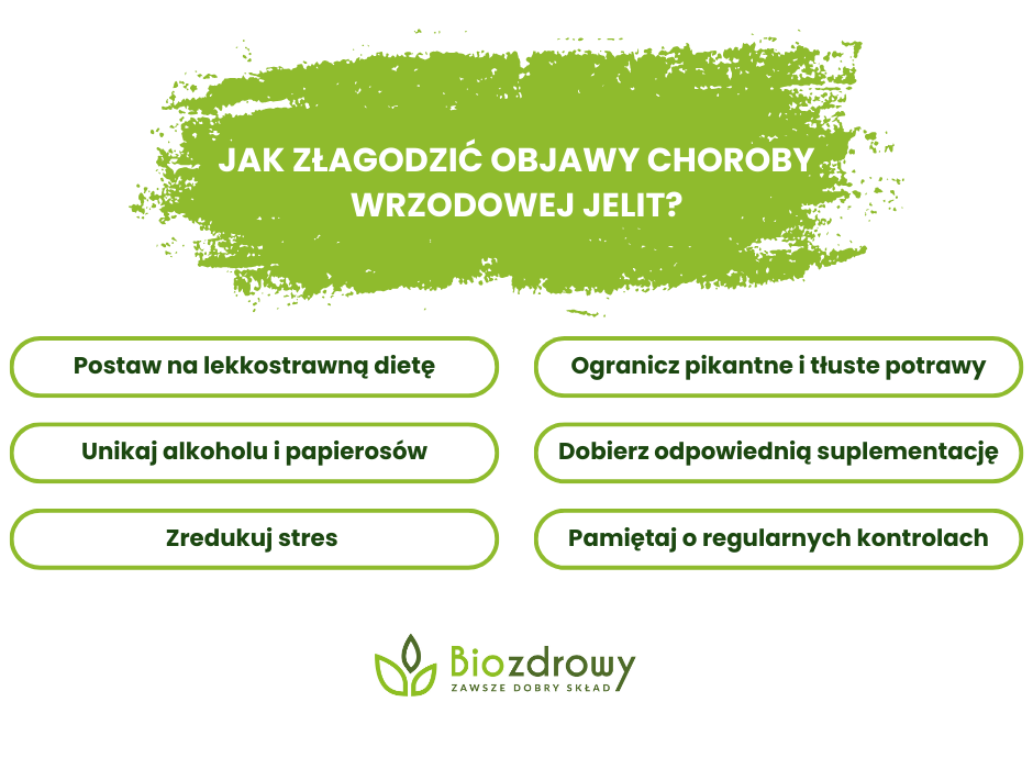 Łagodzenie objawów choroby wrzodowej jelit - infografika