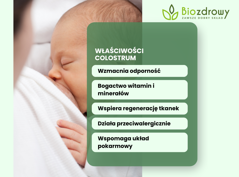 Właściwości colostrum - infografika