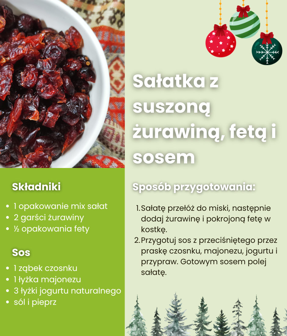 Sałatka z suszoną żurawiną i fetą - infografika