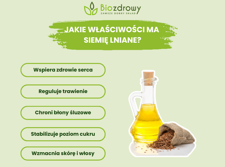 Siemię lniane -właściwości - infografika