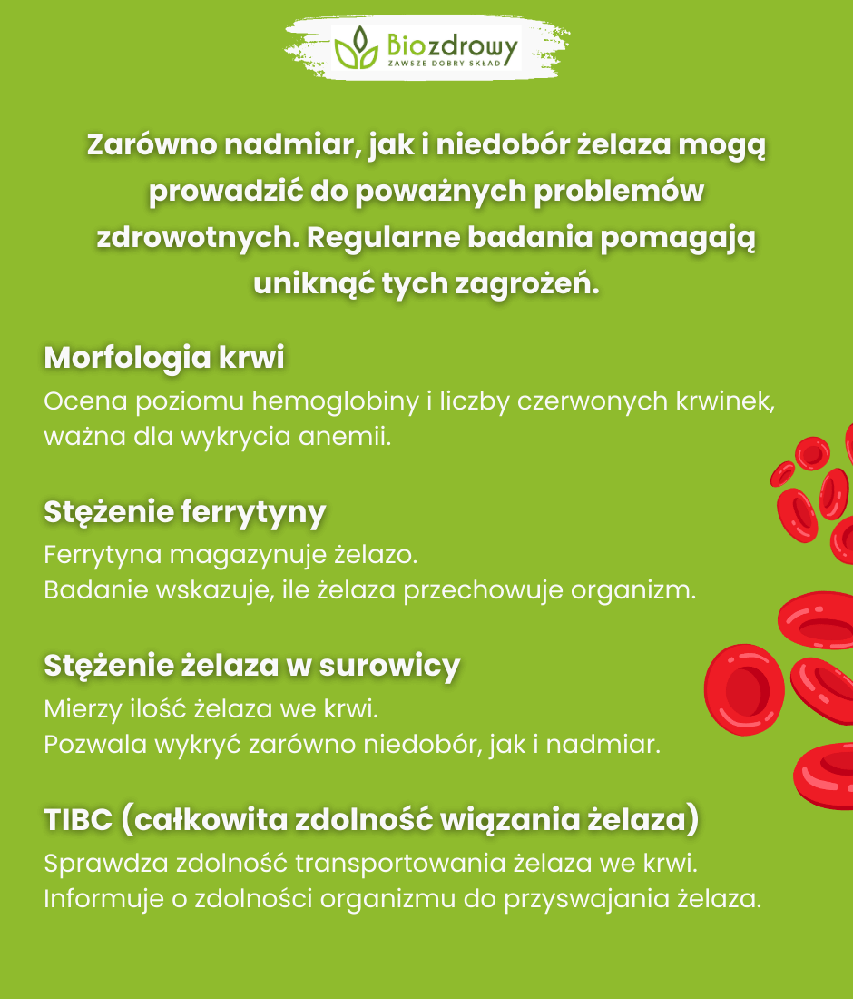 Żelazo - badania diagnostyczne - infografika