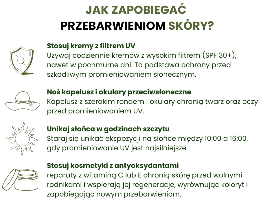 Jak zapobiegać przebarwieniom skóry - infografika