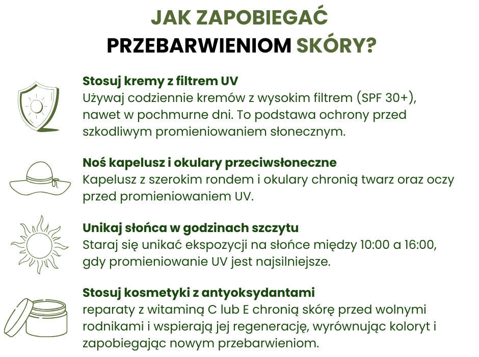 Jak zapobiegać przebarwieniom skóry? - infografika