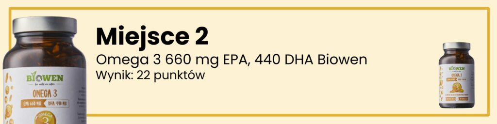 Omega 3 660 mg EPA, 440 DHA Biowen - 2 miejsce - najlepsze kwasy tłuszczowe omega 3