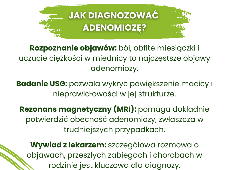 Adenomioza diagnozowanie - infografika