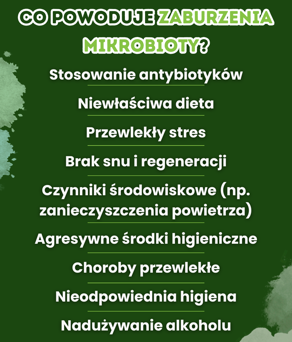 Co powoduje zaburzenia mikrobioty - infografika