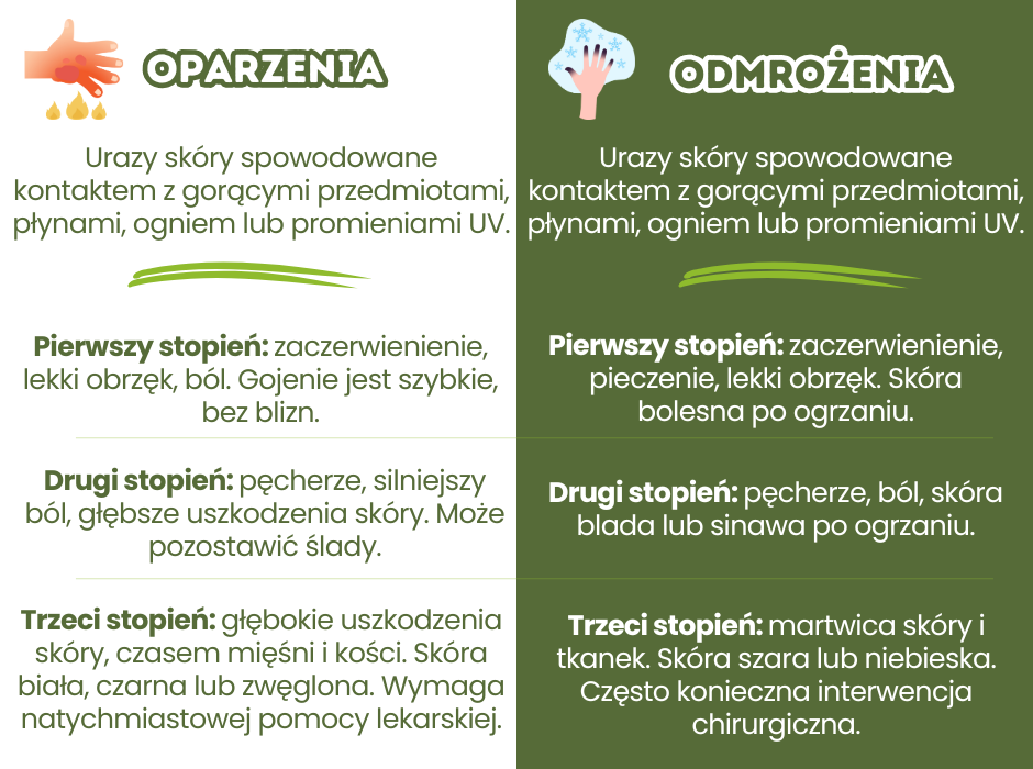 Oparzenia i odmrożenia - infografika