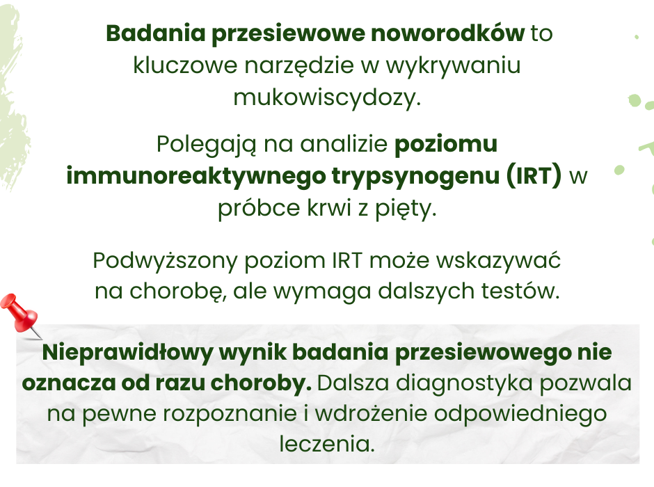 Mukowiscydoza badania przesiewowe - infografika