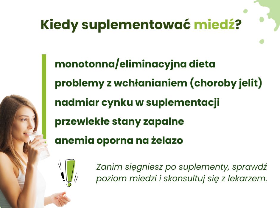 Kiedy suplementować miedź - infografika