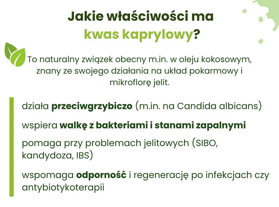 Kwas kaprylowy - właściwości - infografika