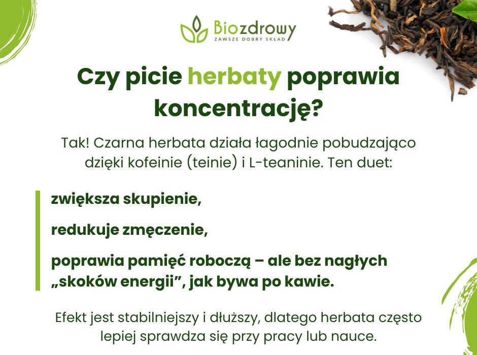 Herbata na koncentrację - infografika