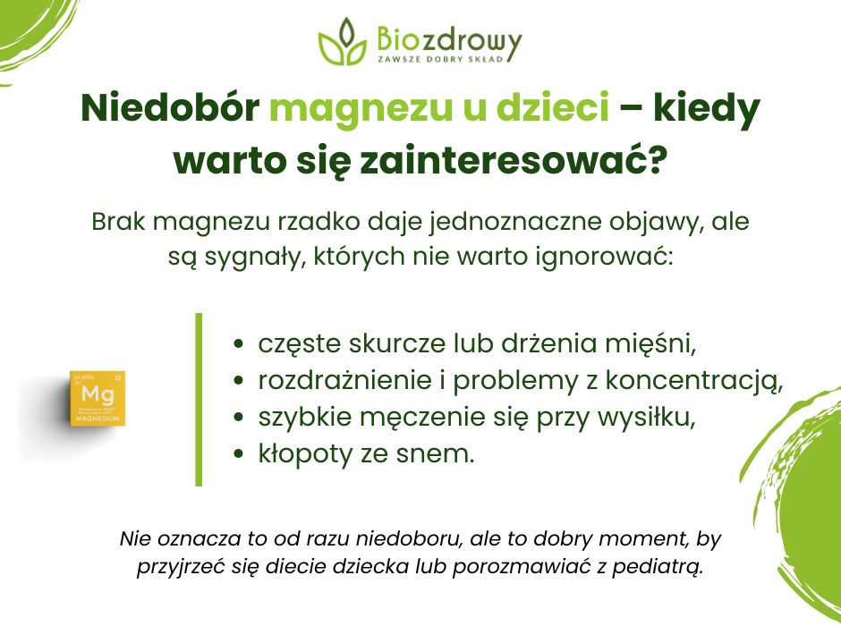 Niedobór magnezu u dzieci - infogrfika