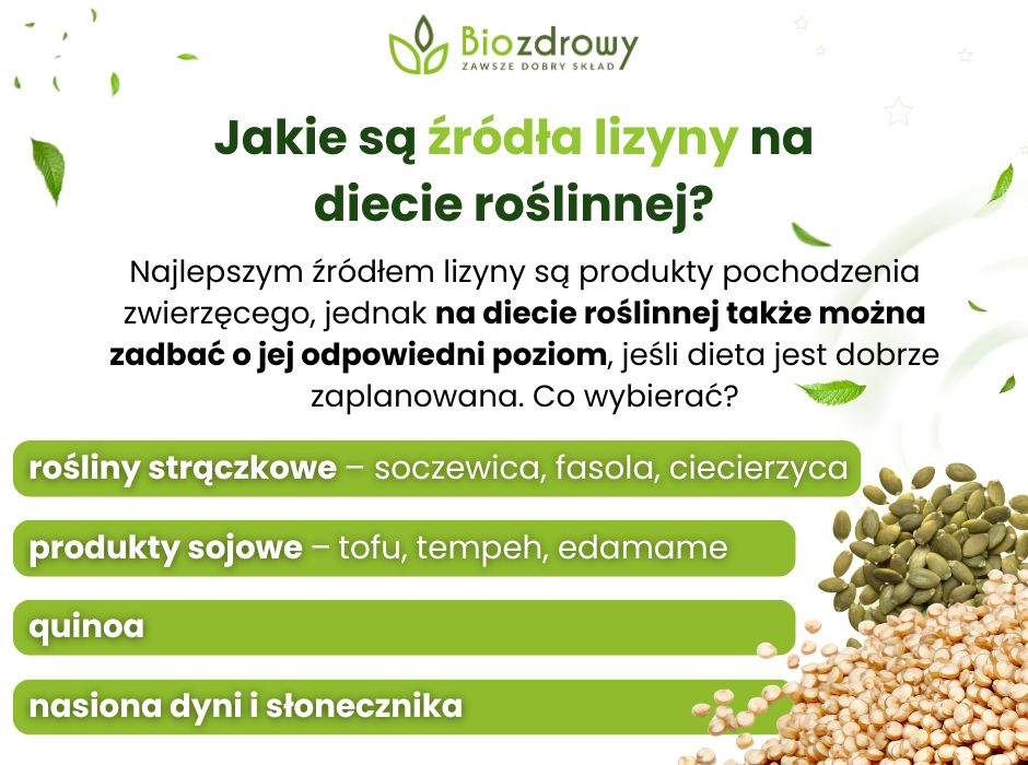 Źródła lizyny w diecie roślinnej - infografika