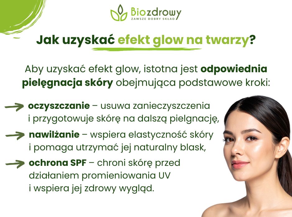 Jak uzyskać efekt glow na twarzy - infografika