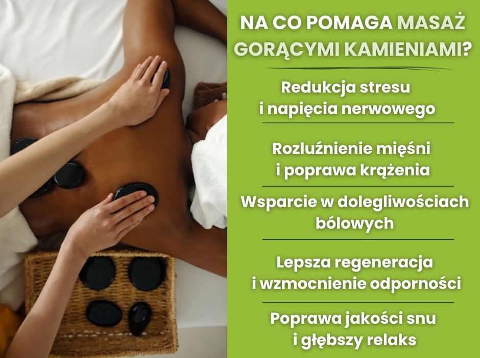 Na co pomaga masaż gorącymi kamieniami - infografika