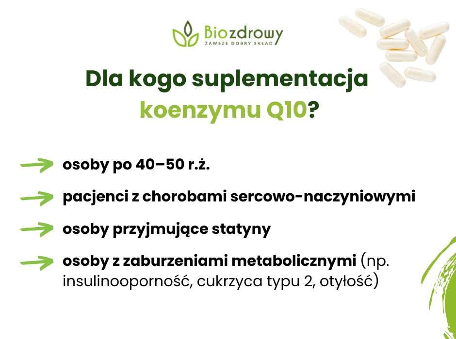 Dla kogo suplementacja 
koenzymu Q10? - infografika