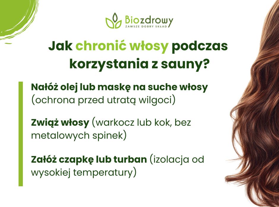 Jak chronić włosy podczas 
korzystania z sauny? - infografika