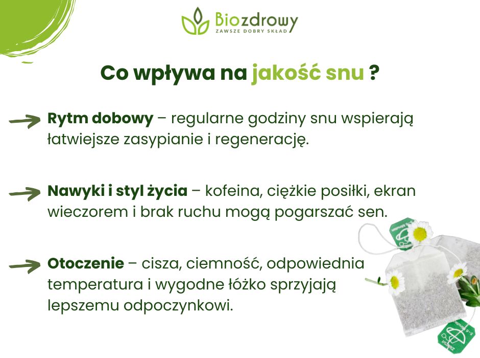 Co wpływa na jakość snu - infografika