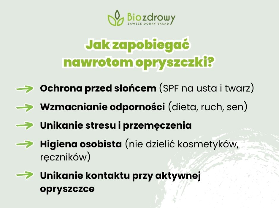 Jak zapobiegać 
nawrotom opryszczki? - infografika