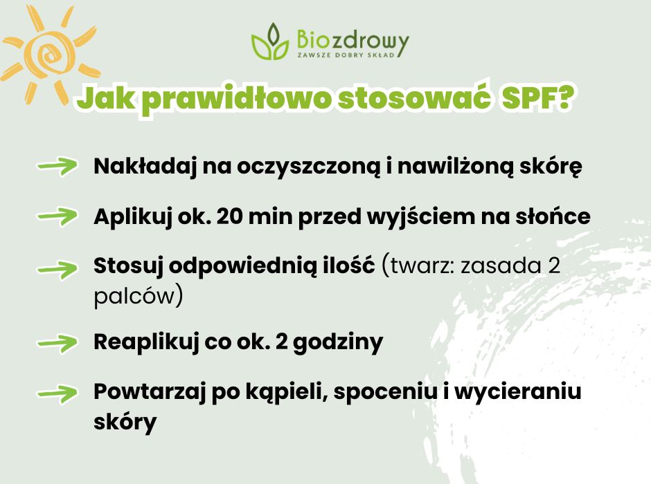 Jak stosować SPF? - infografika