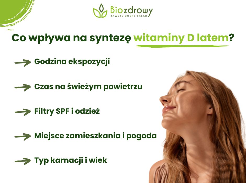 Co wpływa na syntezę witaminy D latem - infografika