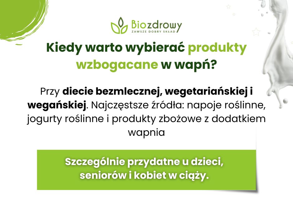Kiedy wybierać produkty wzbogacone w wapń? - infografika