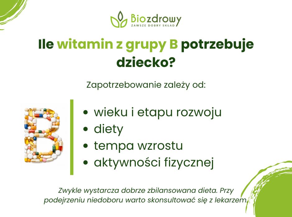 Ile witamin z grupy B potrzebuje dziecko? - infografika