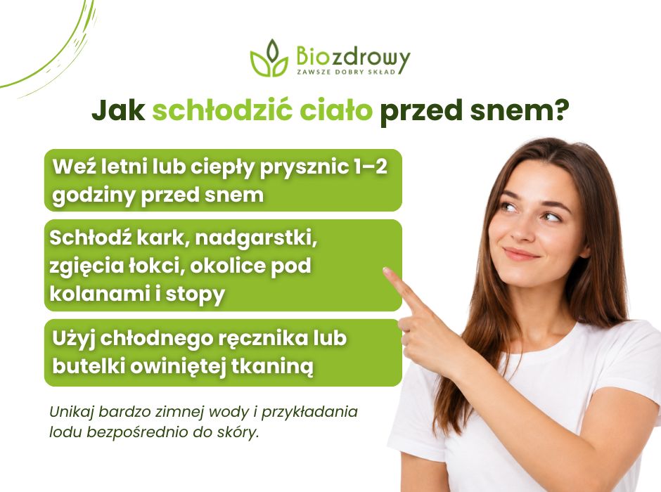 Jak schłodzić ciało przed snem? - infografika