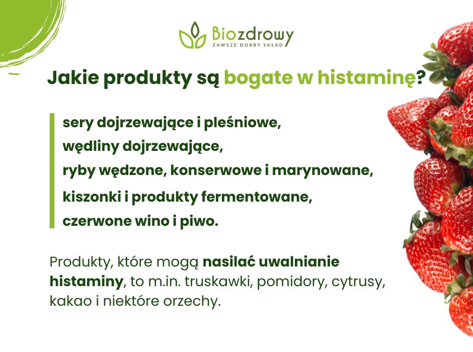 Produkty bogate w histaminę - infografika