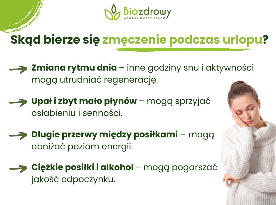 Skąd bierze się zmęczenie podczas urlopu - infografika