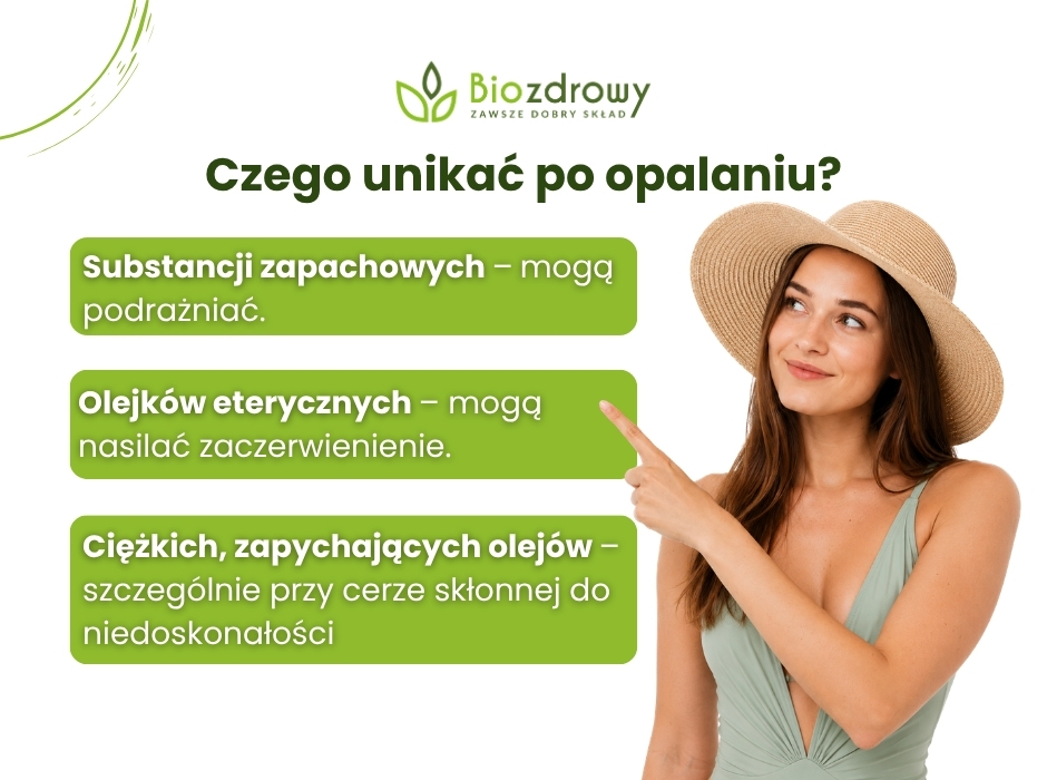 Czego unikać po opalaniu? - infografika