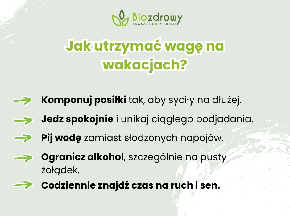 Jak utrzymać wagę na wakacjach? - infografika