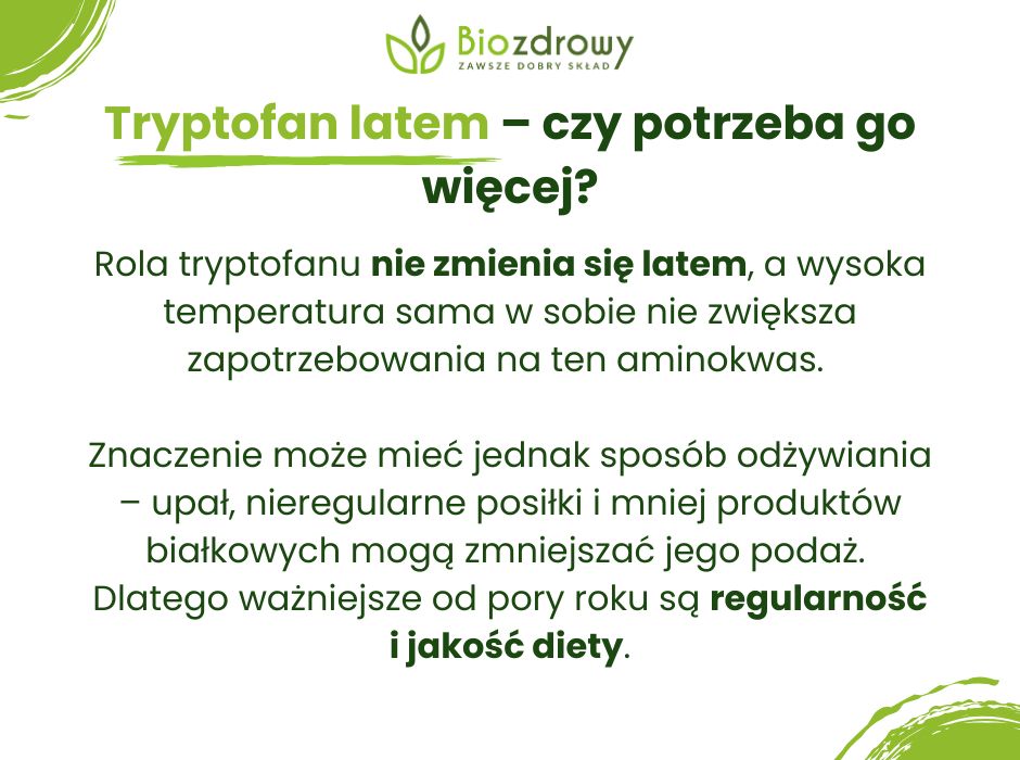 Tryptofan latem–czy potrzeba go więcej - infografika