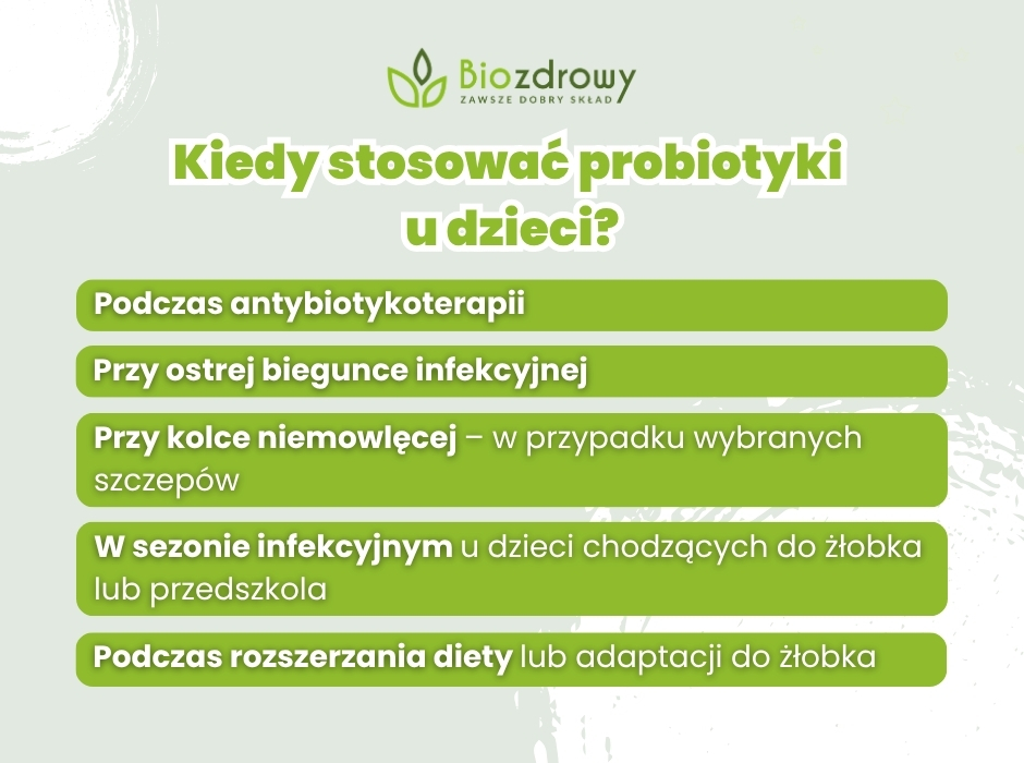 Kiedy stosować probiotyki 
u dzieci? - infografika