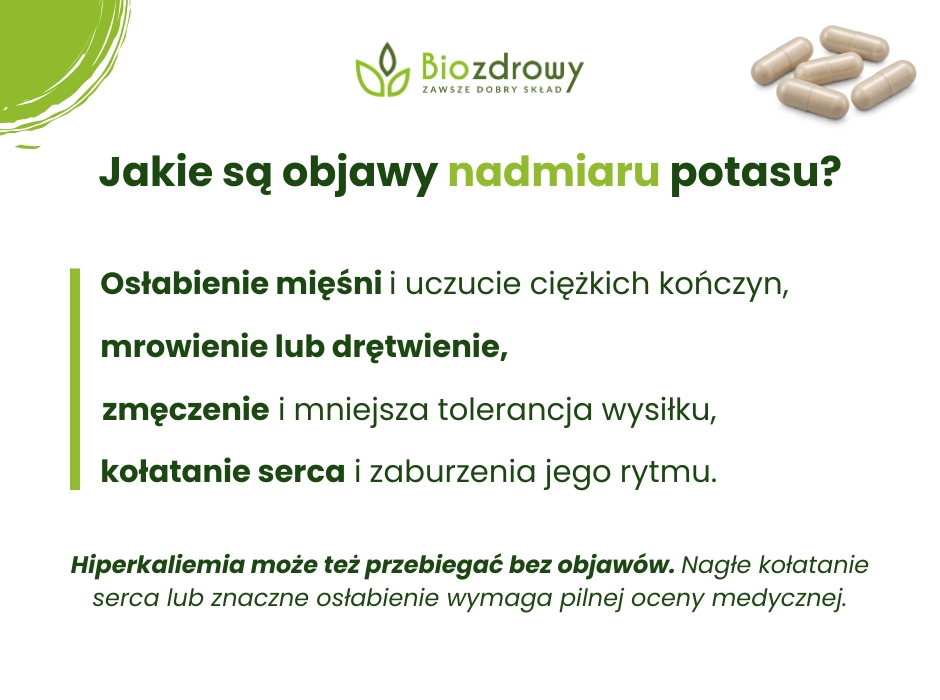Nadmiar potasu objawy - infografika