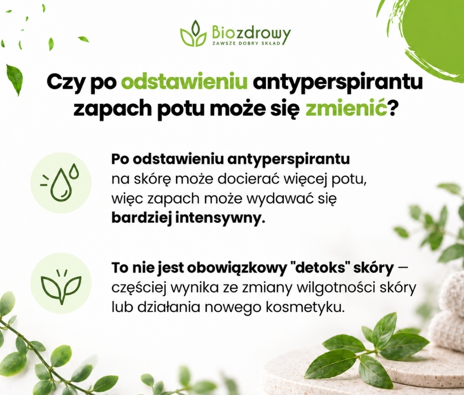 Czy po odstawieniu antyperspirantu zapach potu może się zmienić? - infografika